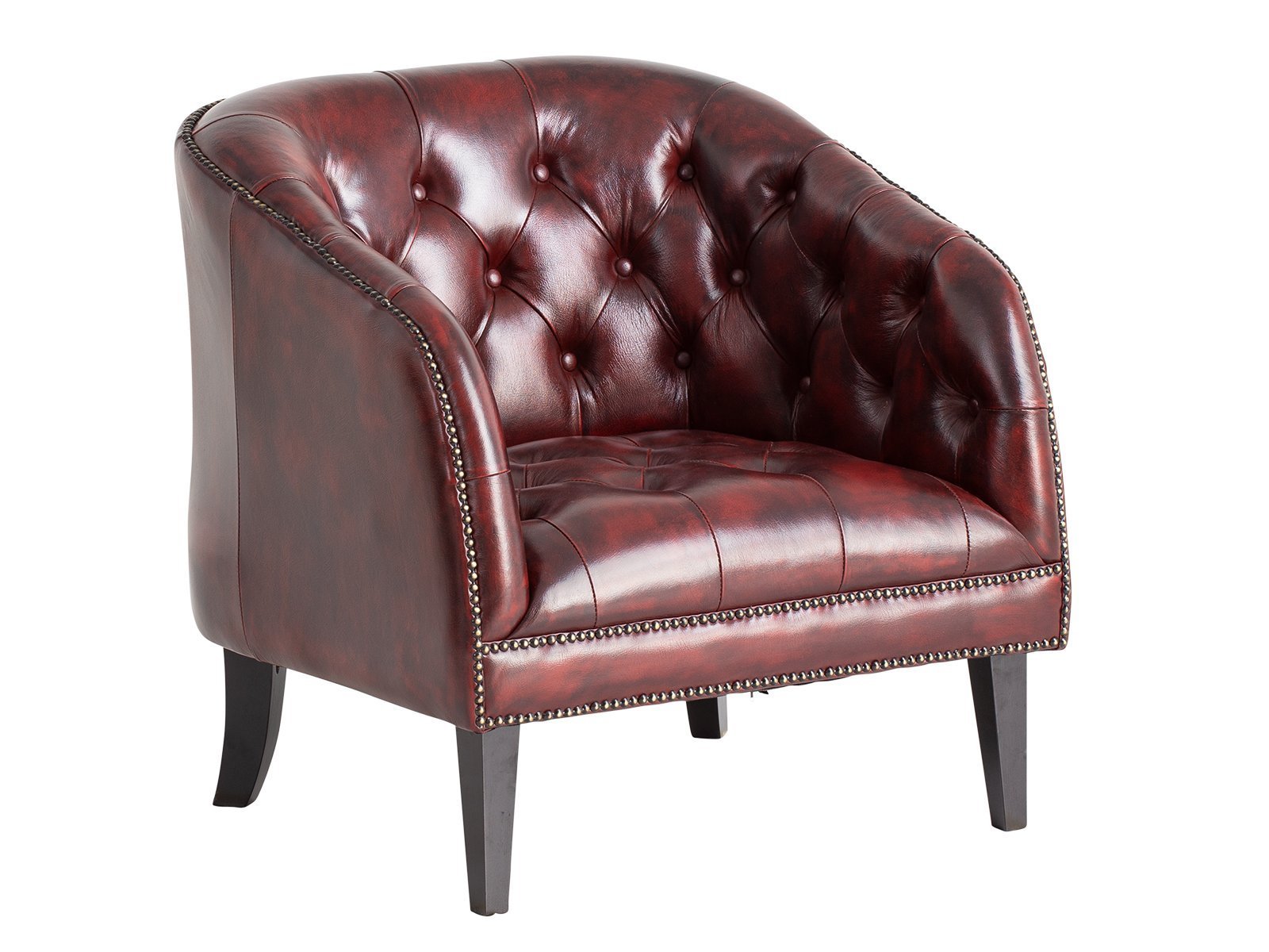 1-6-2.jpg Dexter Chesterfield Armchair — Red Leather - Image 1