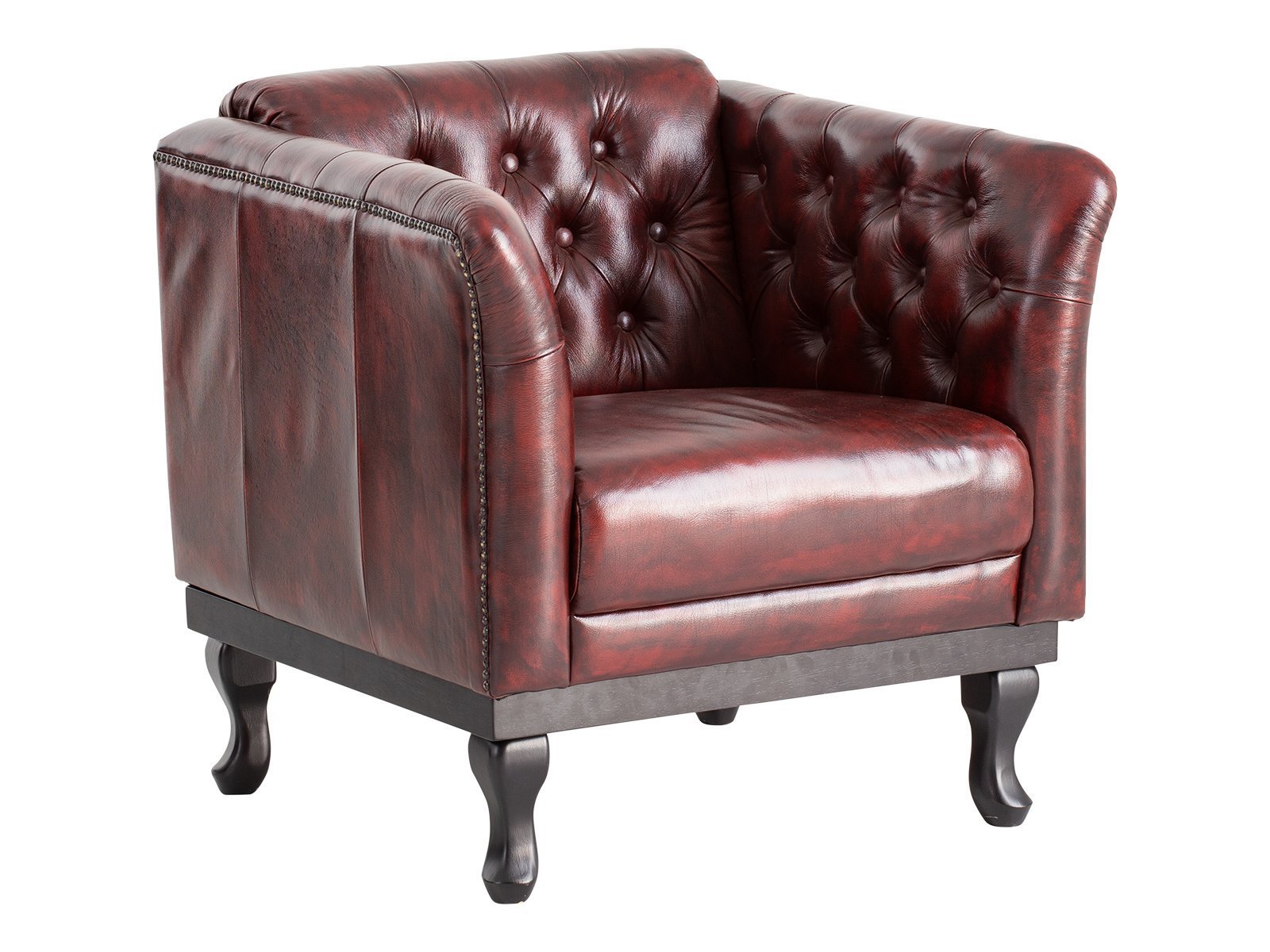 1-8-1.jpg Lexus Chesterfield Armchair — Red Leather - Image 1