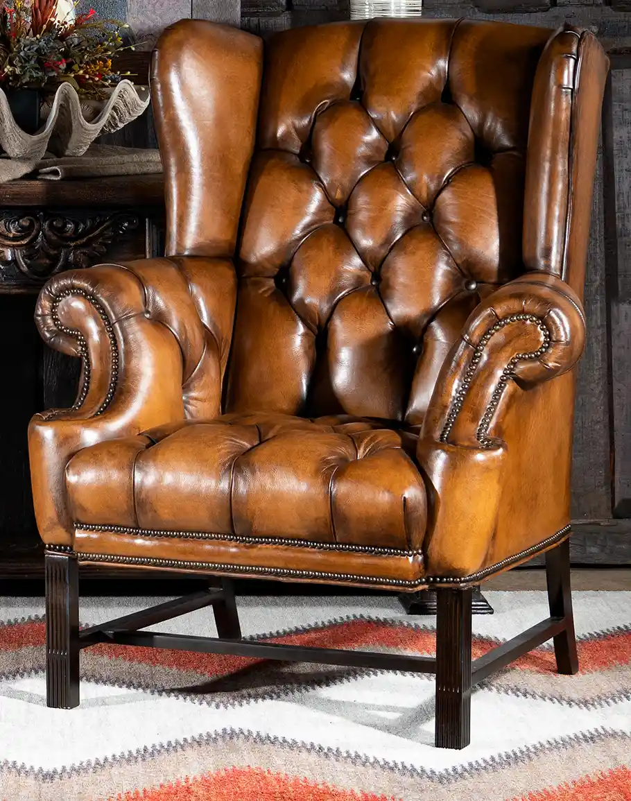 1-8-1.webp Matilda Chesterfield Chair — Brown Leather - Image 1