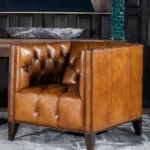Kavyon Chesterfield Chair — Brown Leather