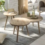 Albert Solid Mango Wood Nesting Set of 3 Table — Natural