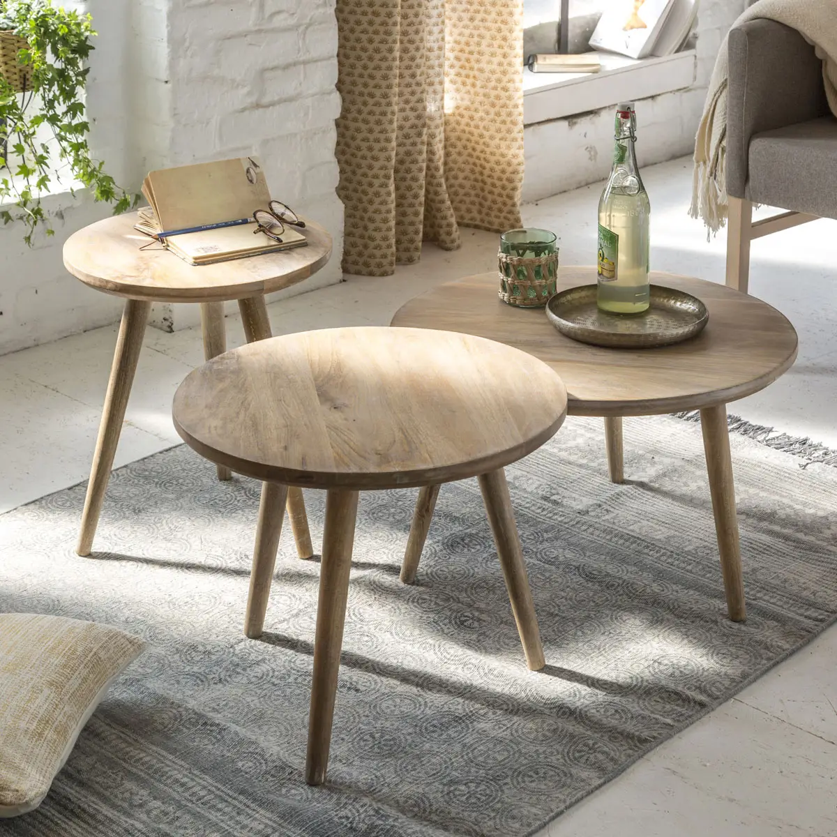 8-2.webp Albert Solid Mango Wood Nesting Set of 3 Table — Natural - Image 1