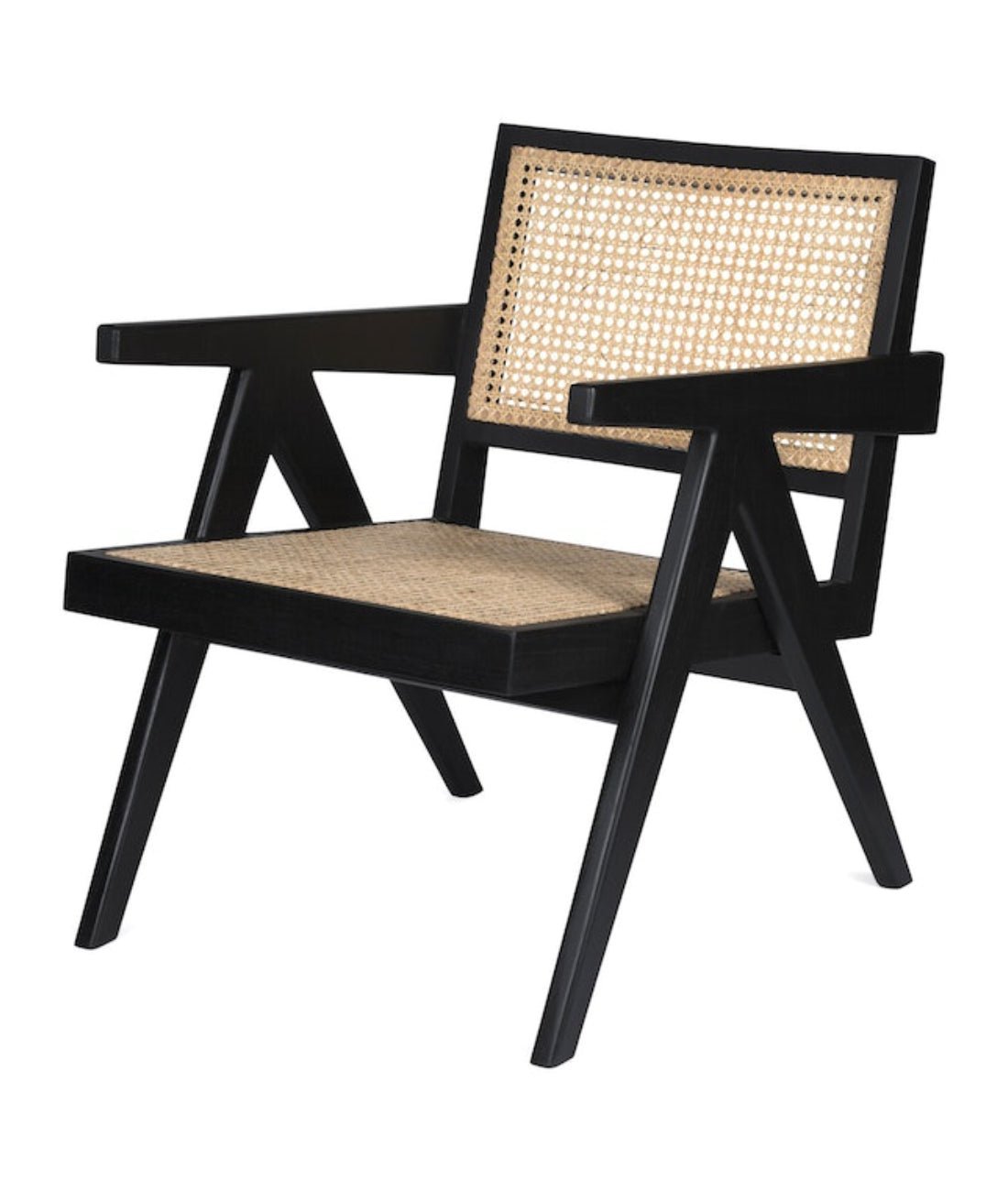AccentChair_1.jpg Mandor Traditional Chandigarh Designed Premium Cane Accent Chair — Black - Image 1