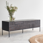 Jodhpur Traditional Carved TV Unit — Walnut Finish