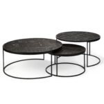 Jodhpur Traditional & Carved Nesting Coffee Table Set — Walnut Finish