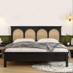 Mandor Premium Solid Wood Cane Bed — Black