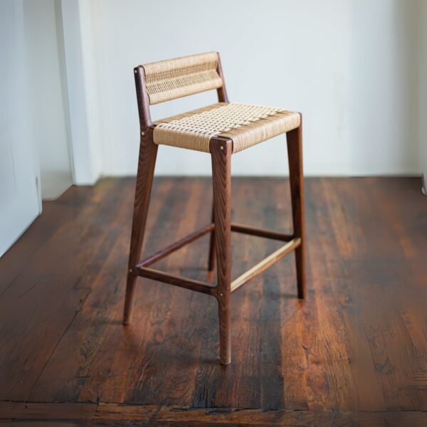 Furniture Manufacturing & Export for Middle East Projects 3 Solid wood bar chair with cotton rope seat and footrest