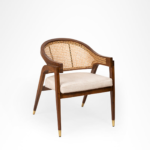 Mandor Premium Solid Wood Dining Chair with Natural Cane — Teak Finish