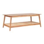 Mandor Premium Rectangle Coffee Table with Natural Cane — Teak Finish