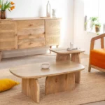 Albert Solid Mango Wood Nesting Coffee Table Set — Natural