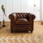 Classic Chesterfield Armchair — Dark Brown