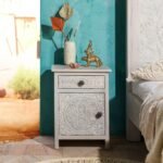 Persia Carved Mango Bedside Table — Right Opening