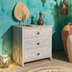 Persia Carved Mango Wood Chest of Drawers — 3 Drawer