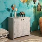 Persia Carved Mango Wood Two Door Cabinet — 80cm