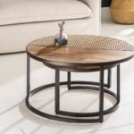 Mandor Premium Nesting Table Set with Natural Cane