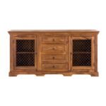 Rustic Solid Sheesham Wood 2 Doors 4 Drawers Sideboard