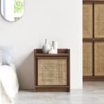 Mandor Premium Cane Bedside — Walnut Finish