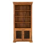 Rustic Solid Sheesham Wood Bookcase With Metal Doors