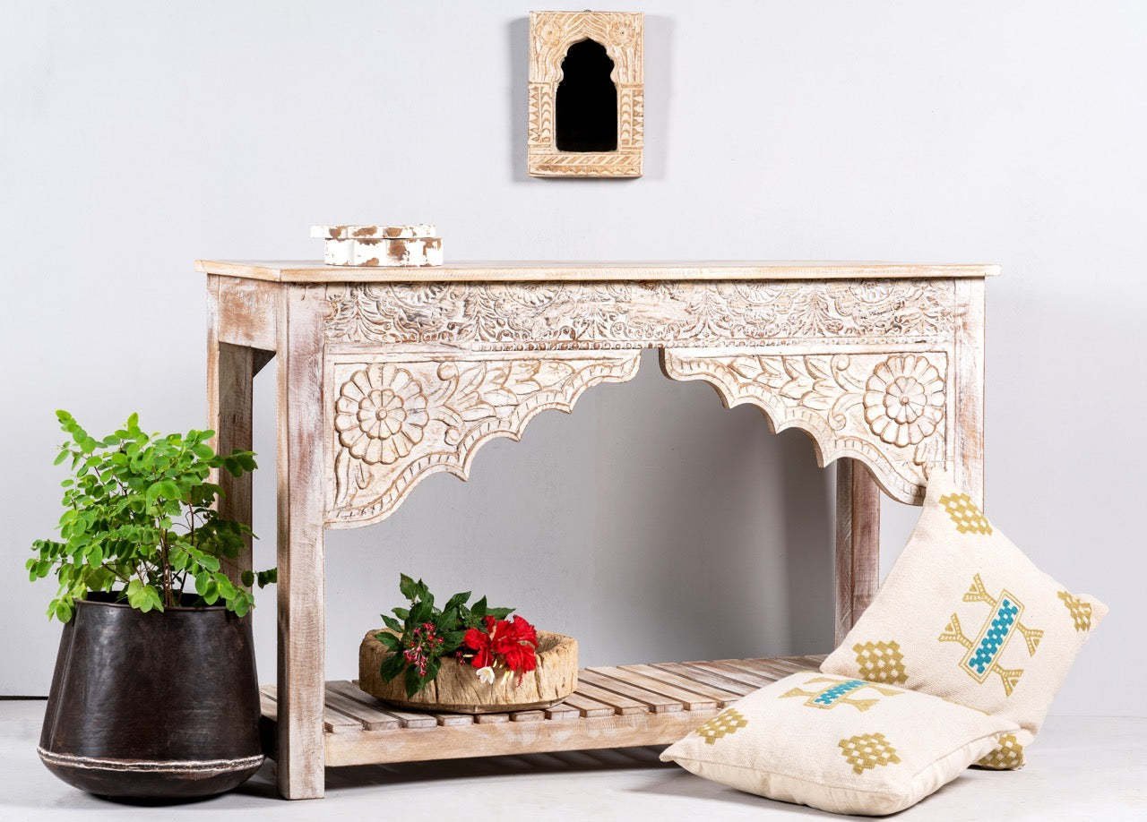 custom_resized_f0921e89-5384-4006-a813-bec702021791.jpg Jodhpur Traditional Carved Console — White-Washed - Image 1