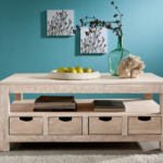 Fade White Solid Acacia Wood Coffee Table — beige washed