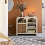 Fade Natural Solid Wood Small Sideboard — Natural & White