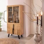 Albert Acacia Wood And Metal Display Cabinet