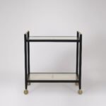 Rattan Black Solid Wood Serving/Drinks Trolley