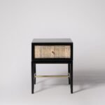 Rattan Black Bedside Table