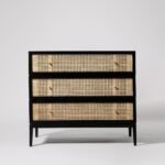 Rattan Black Solid Wood Chest of Drawers