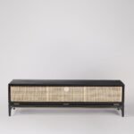 Rattan Black Solid Wood TV Stand (140cm)